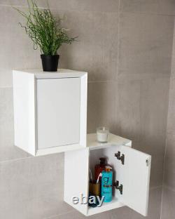 400mm White Gloss Wall Mounted Storage Cube Bathroom Cupboard 40cm Square Unit