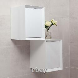 400mm White Gloss Wall Mounted Storage Cube Bathroom Cupboard 40cm Square Unit