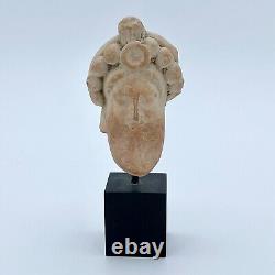 4th-2nd BC Ancient Greek Classical Hellenistic Period Terracotta Head on Stand
