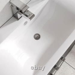 600mm Dark Wood Newton Vanity Unit Ceramic Sink Bathroom Wall Hung Furniture
