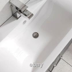 600mm Grey Wood Newton Vanity Unit Ceramic Sink Bathroom Wall Hung Furniture
