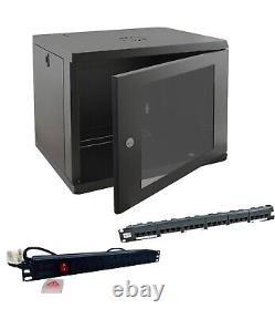 6u 450mm Deep Wall Mounted Data Cabinet, Home Network + PDU and Data Panel lot