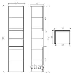 Annamae Wall Hung Tall Storage Unit Natural Oak Bathroom Shelves Cupboard H170cm