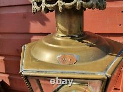 Antique 1800's Eagle Bird Large Wall Mounted Brass Glass Coach Oil Lamp Lantern