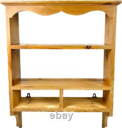 Antique Pine Shelves Solid Wooden Shelving Wall Hang Plate Rack Bookcase Storage