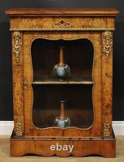 Antique Victorian Gilt Mounted Walnut & Marquetry Display Cabinet