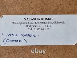 British Indian Art Print Etching Limited Edition Natasha Kumar Lotus Symbol