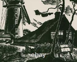 CLAUGHTON PELLEW'The Mill' Wood Engraving Framed