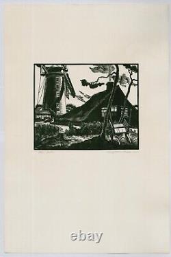 CLAUGHTON PELLEW'The Mill' Wood Engraving Framed