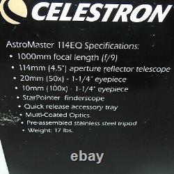 Celestron Astro Master Telescope 114 EQ + Tripod + Mount + Extras etc