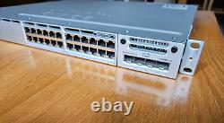 Cisco Catalyst 3850 PoE Switch WS-C3850-24P-S with C3850-NM-4-1GB + Rack Mounts