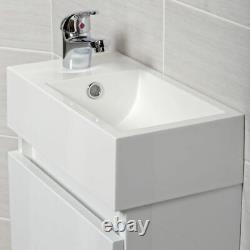 Compact WC Wall Hung Cloakroom Vanity Unit & Basin Gloss White 400mm