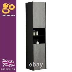 Dali Bathroom Wall Hung Tall Storage Unit Cabinet Black & Grey Soft Closing