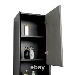 Dali Bathroom Wall Hung Tall Storage Unit Cabinet Black & Grey Soft Closing