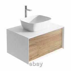 Dali Wall Mounted Bathroom Storage Vanity Unit White & Oak Effect 800mm