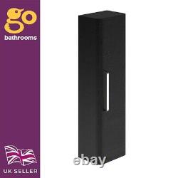 Eairy Black Wood Textured Bathroom Tall Storage Unit Cupboard Wall Hung 120cm