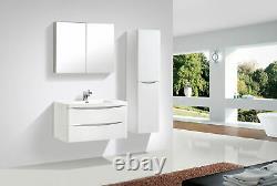 Eaton Gloss White Bathroom Cabinet Tall Storage Unit Right Hand Cupboard 150cm