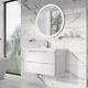 Eaton Gloss White Bathroom Wall Hung Vanity Unit Resin Basin Sink 90cm