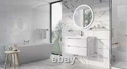 Eaton Gloss White Bathroom Wall Hung Vanity Unit Resin Basin Sink 90cm