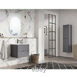 Essence Matt Charcoal Grey Wall Hung 60cm Soft Close Vanity Unit & Resin Basin