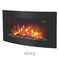Essentials Electric Fire Black Wall-mounted 100% Heat Efficiency Remote Control