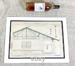French Architectural Print Industrial Dock Warehouse Diagram Design Old Antique