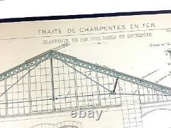 French Architectural Print Industrial Dock Warehouse Diagram Design Old Antique