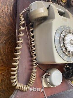 French Rotary Dial Telephone Wall Mounted Hardwood Frame Battery Unit Vintage