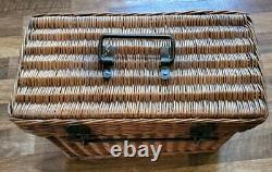 Gorgeous antique rare 1920's'Oracle' wicker car boot rack mounted picnic basket