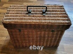 Gorgeous antique rare 1920's'Oracle' wicker car boot rack mounted picnic basket