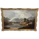 Huge 19th Century Oil Painting Wales Snowdon Mountain Range By Charles Leslie