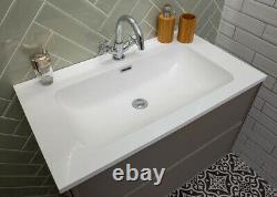 Kersig Matt Grey Bathroom Wall Hung Vanity Unit Composite Resin Basin 80cm