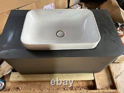 Large Duravit D2 plus wall mounted grey vanity unit with white basin