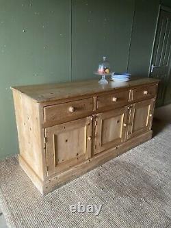 Large Rustic Antique Pine Kitchen Console Dresser Base Freestanding Storage Unit
