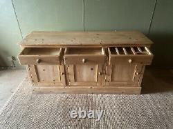 Large Rustic Antique Pine Kitchen Console Dresser Base Freestanding Storage Unit