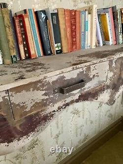 Large, attractive, well made wooden shelving unit, distressed & wall mounted