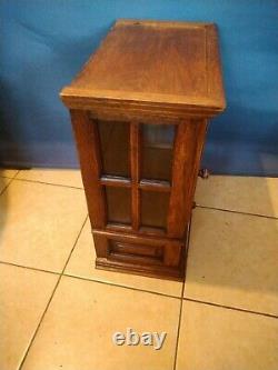 Lovely Wall Mounted Solid Oak Glazed Display Cabinet With Drawer