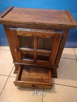 Lovely Wall Mounted Solid Oak Glazed Display Cabinet With Drawer