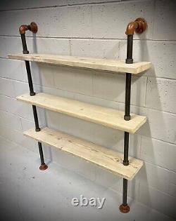 Pipe & Reclaimed Wood Scaffold Board Industrial Shelves Bookcase Copper 3 Feet
