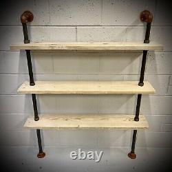 Pipe & Reclaimed Wood Scaffold Board Industrial Shelves Bookcase Copper 3 Feet