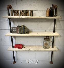 Pipe & Reclaimed Wood Scaffold Board Industrial Shelves Bookcase Copper 5 Feet