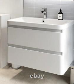 Regis Bathroom Wall Hung Vanity Unit Wash 800 Basin Base Cabinet Drawers Ivory