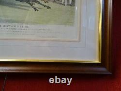 Restrike antique horseracing print Charles X11 and Euclid Hunt after Herring