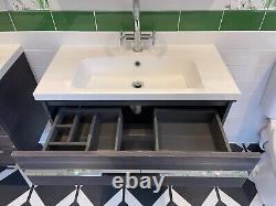 Roper Rhodes Scheme 800 wall-mounted basin unit colour Umbra with Isocast basin