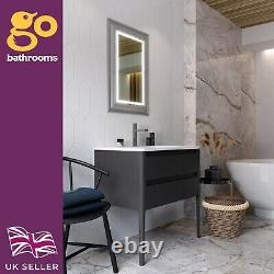 Signite Ash Grey Vanity Unit White Bathroom Sink White Wash Basin 800mm