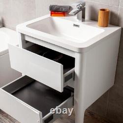 Signite Gloss White Bathroom Storage Vanity Unit Integrated Resin Basin 60cm