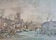 Trowski Hand Coloured Lithograph Manchester Old Church & Bridge Signed Pencil