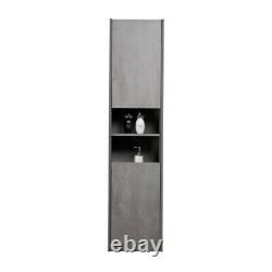 Urban Grey Bathroom Wall Hung Tall Storage Cabinet Soft Closing Unit