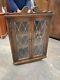 Vintage Antique Old Charm Brown Wooden Wall Mounted Corner Display Cabinet