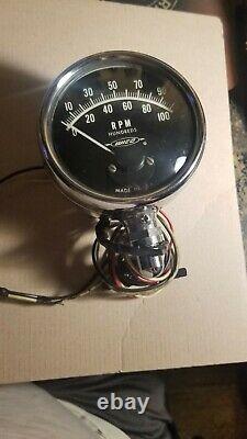 Vintage Early 60's WICO Tachometer R. P. M. 100 with Sending Unit & Mount